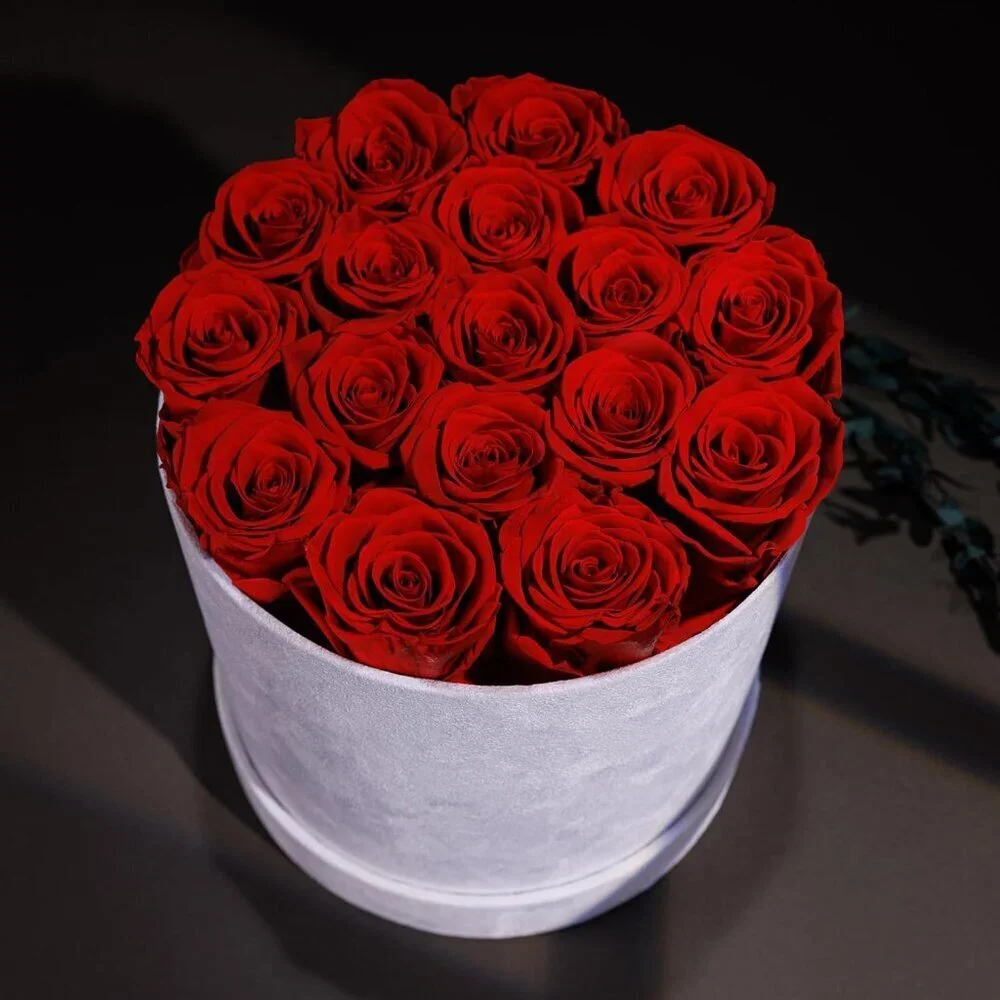 17 Flowers in a Luxury Suede Gift Box Birthday Gifts Preserved Flowers Red